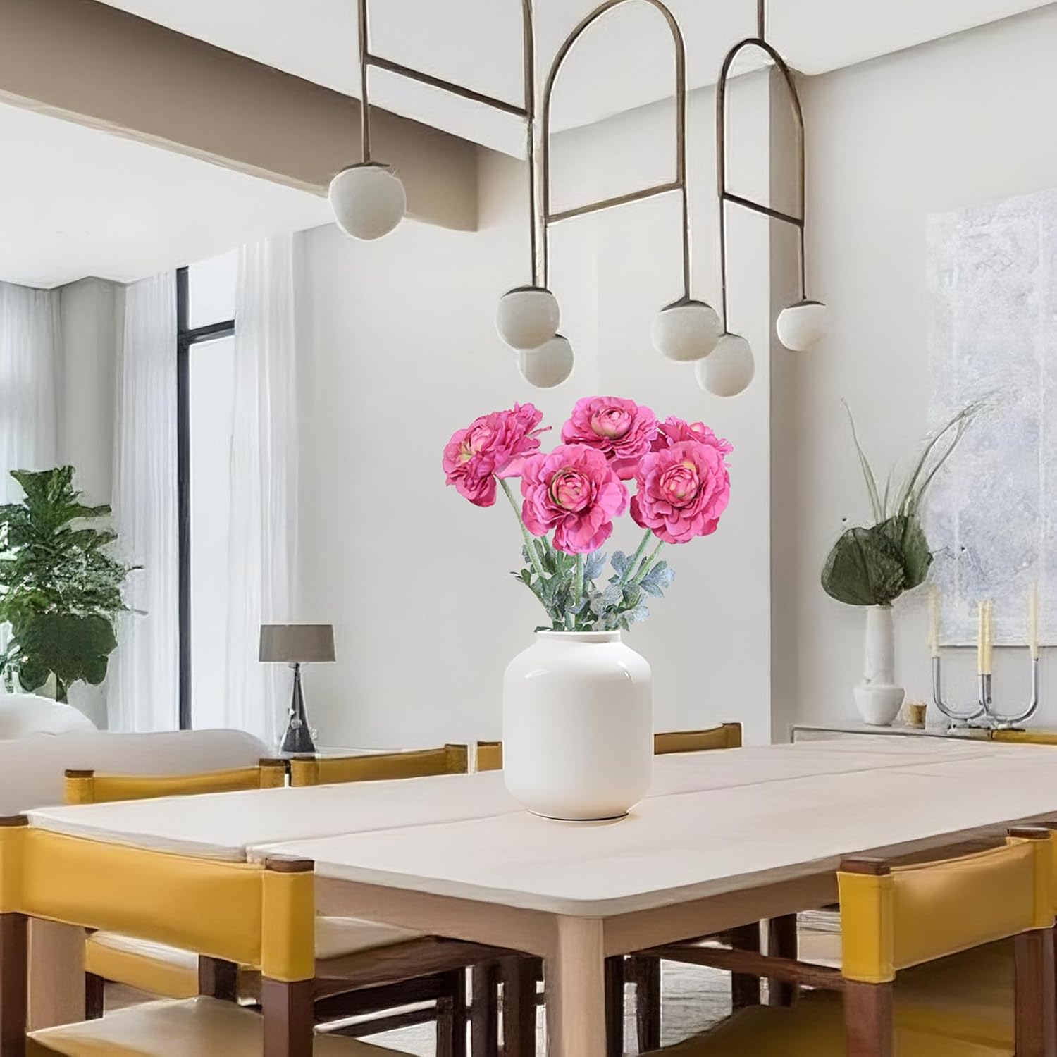 6Pcs Faux Ranunculus Flowers 19.7’’ Peonies Artificial Flowers Silk Ranunculus with Stems for Vase Table Centerpiece Home Wedding Party Garden Decoration(Rose Red) - Image 4