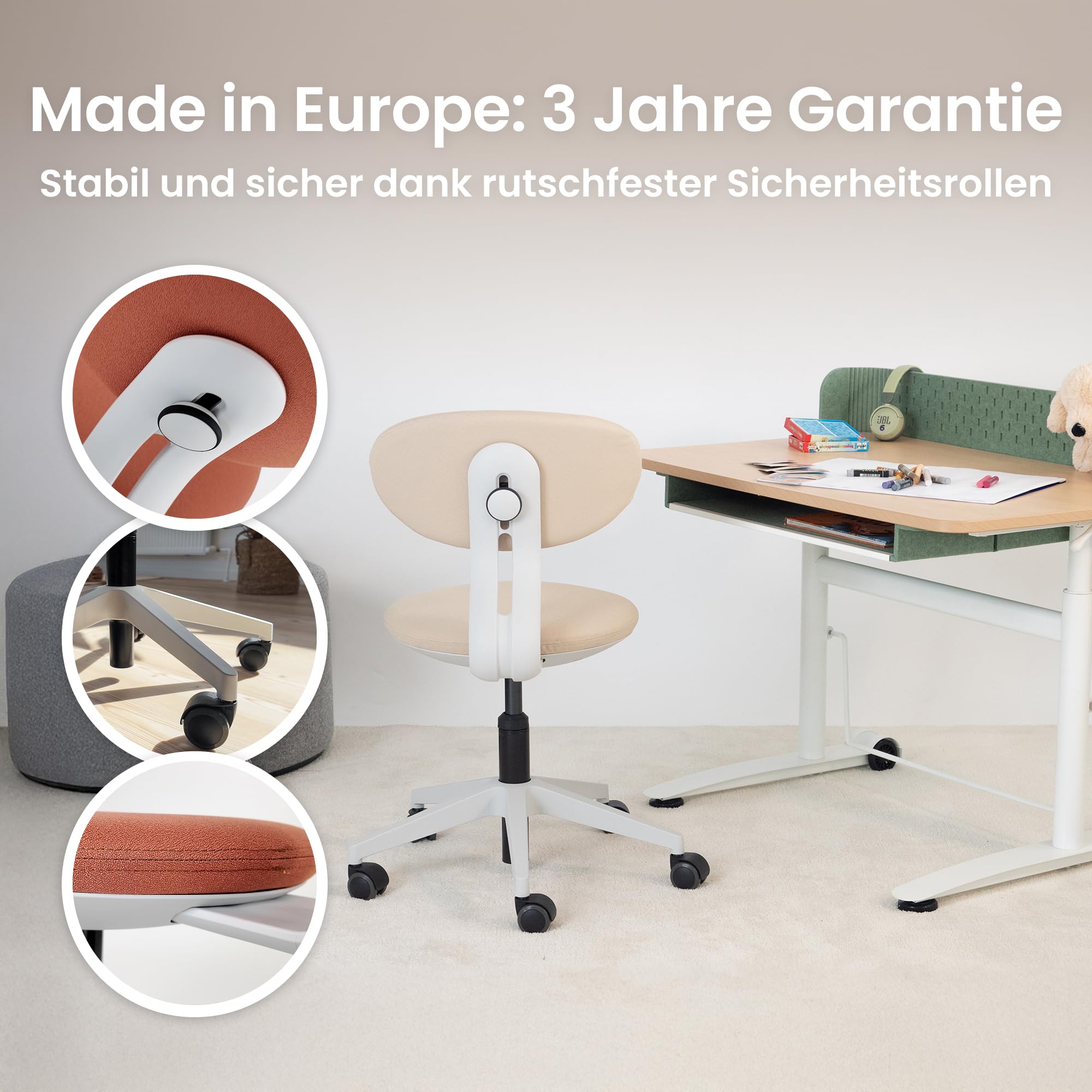 Ergotopia Ergonomischer Kinder Schreibtischstuhl – höhenverstellbarer Kinderdrehstuhl mit atmungsaktiver Rückenlehne, orthopädischer Kinderstuhl für gesundes Sitzen, Kinder Schreibtisch Stuhl