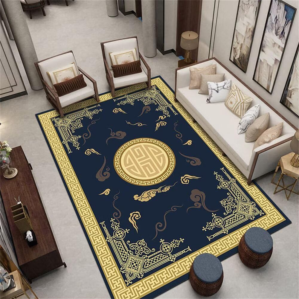 Tapis grande taille 200x200cm haut de gamme à motifs orientaux pour salle à manger