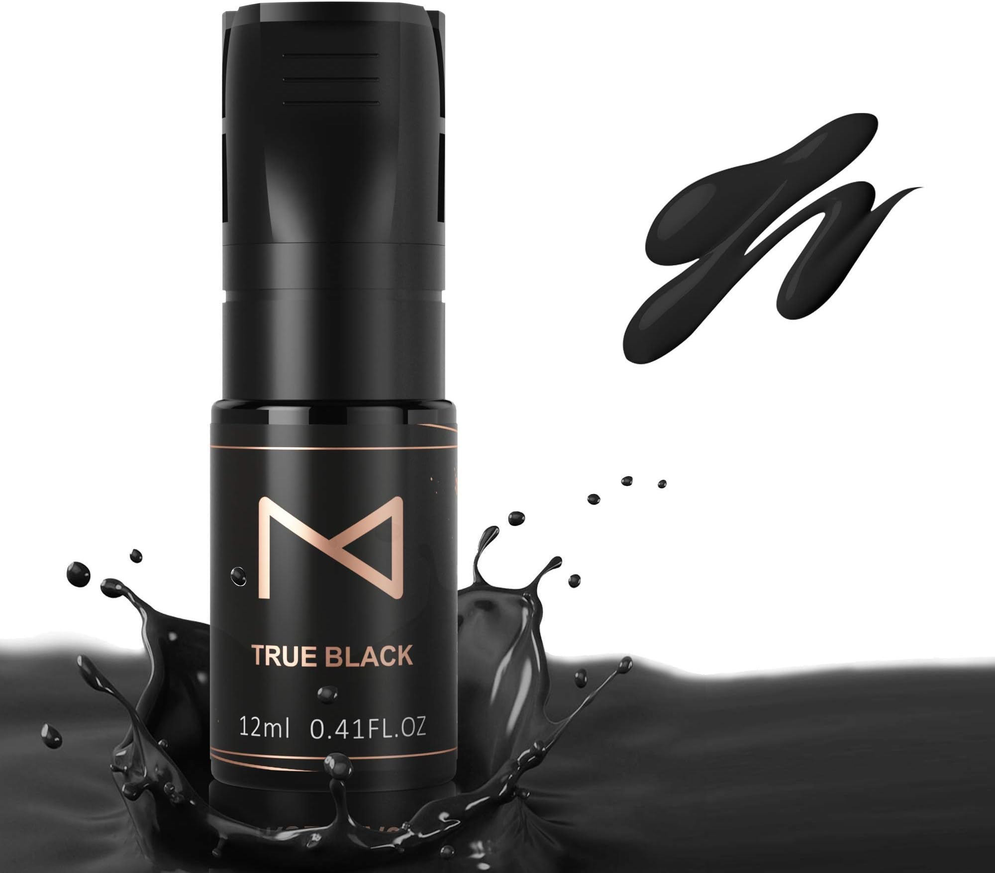 M Cosmetic LIQUID Pigment For Eyebrow Powder Brows, Nano Brow, Shading Permanent Makeup, Microblading - Machine Use - No Mixing - For Professionals Only -12ml (True Black)