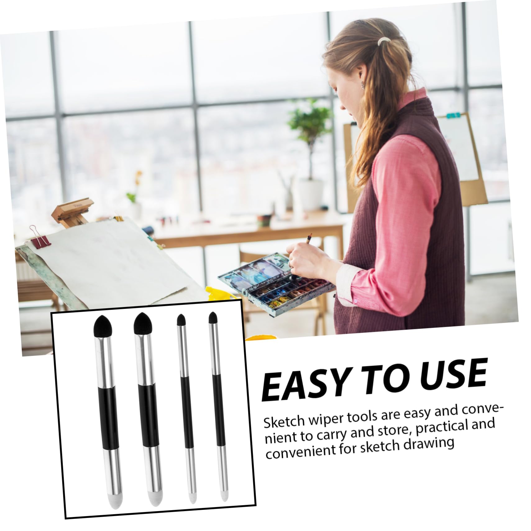 SEWACC 16pièces Outils De Dessin Artistique Double Tête Éponge à Estomper Kit De pour Esquisse Fournitures De Dessin pour Artistes Outils Pratiques Et Légers pour Améliorer La