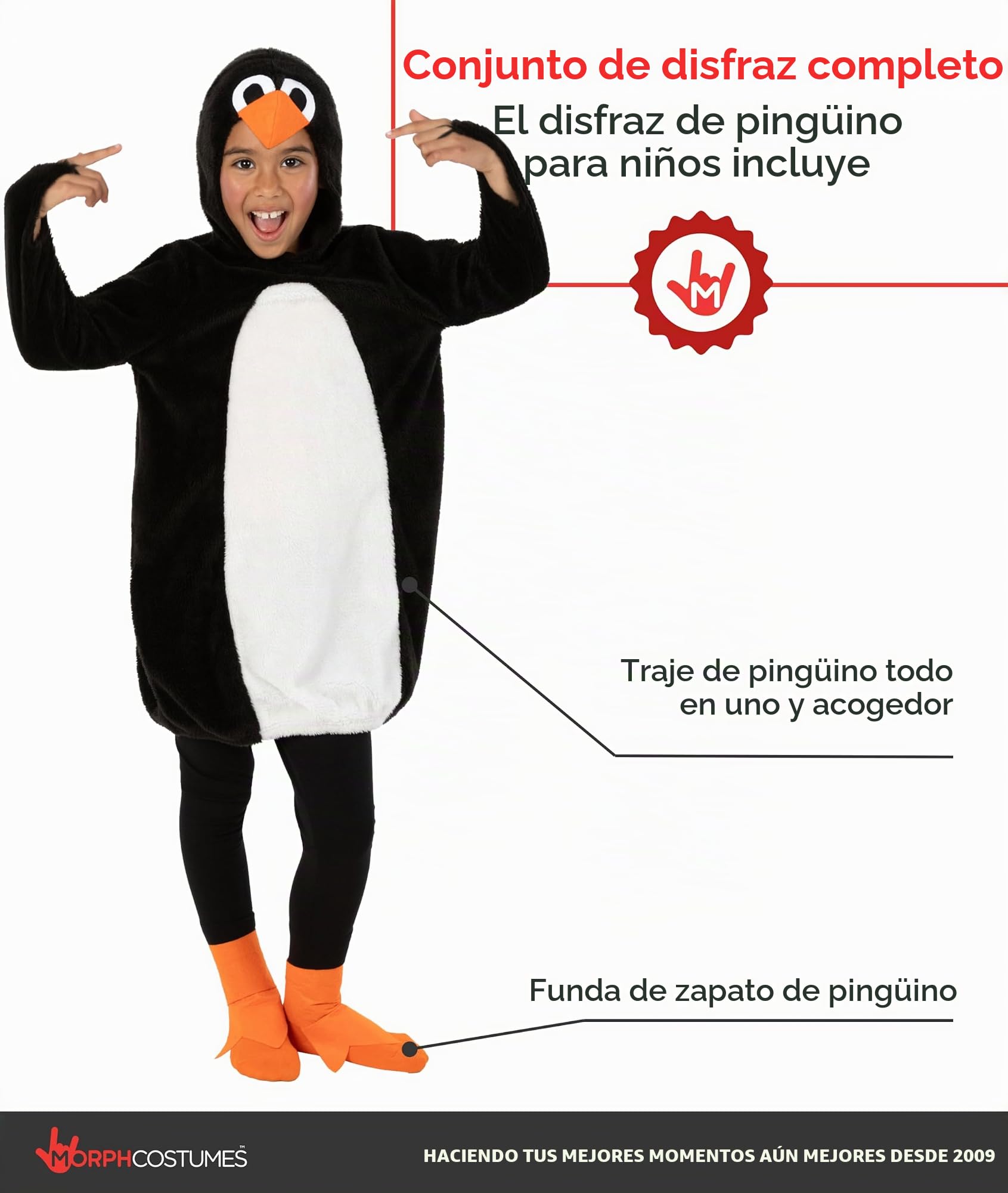 Fun Shack Disfraz Pinguino Niño, Disfraz de Animal Halloween Niño, S | Mono con Capucha & Cubrezapatos de Pingüino, Diseño Todo en Uno, Perfecto para Halloween, Ideal para Juegos de Rol