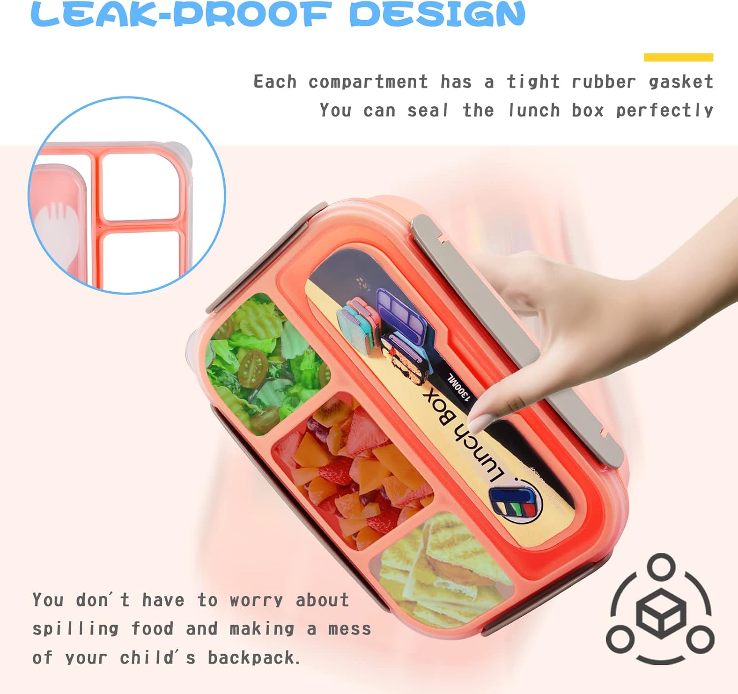 Bento Lunch Box, Mataidee Lunch Box, Lunch Box Containers for Toddler/Kids/Adults, 5 Cup Bento Box with 4 Compartments&Fork, Leak-Proof, Microwave/Dishwasher/Freezer Safe, Pink: Home & Kitchen