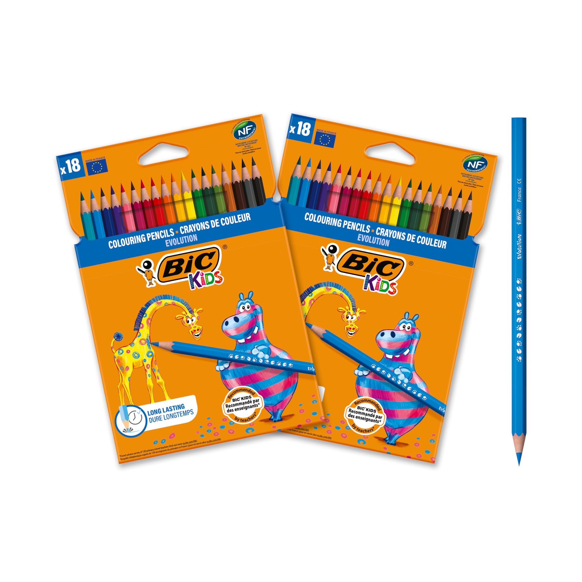 BIC Kids Evolution ECOlutions - Lápices de Colores, 2 Packs de 18