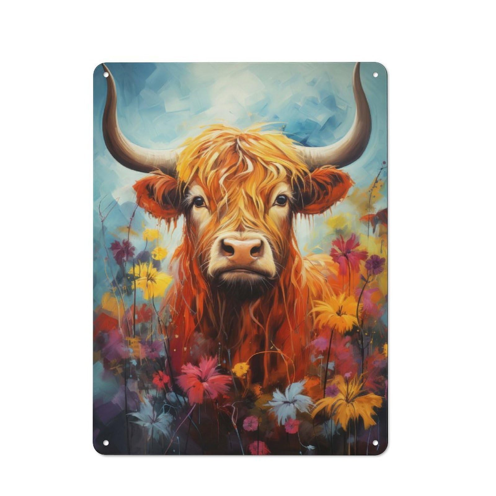 Junmoney Style-4 Shop Front Style Scottish Highland Cow Cafe Metal Sign 40X30cm, Bistro Wall Plaque For Tea Room, Shop Wall Or Breakfast Area