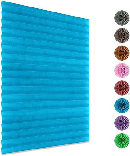 Meoliny rdless - Persianas plisadas autoadhesivas de fijación rápida para baño, color azul, 23.62 x 70.87 pulgadas