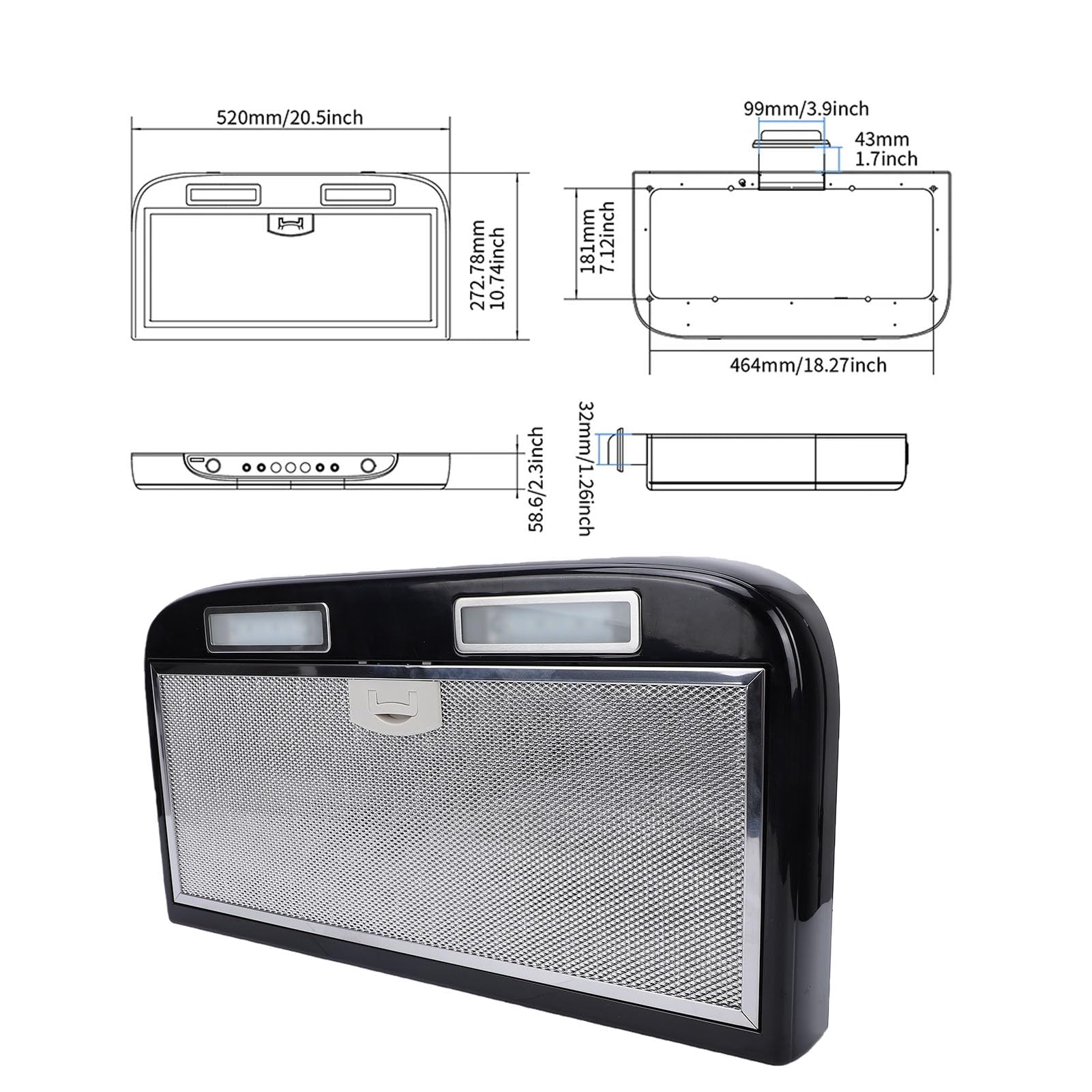 Jonlaki Hotte de Cuisine pour Camping-car, 3 Vitesses Réglables, 12V, avec écran Tactile, Lumière LED, pour Camping-car, Yachts, Petits Appartements
