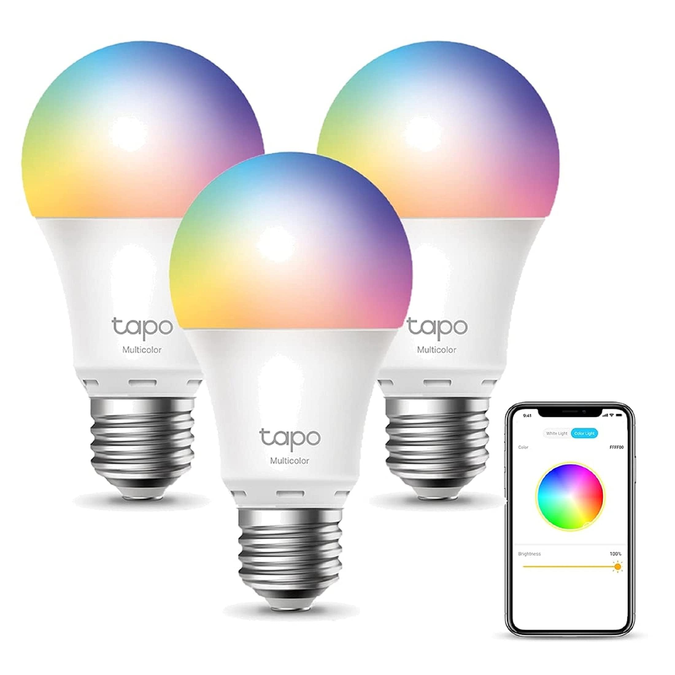 Tapo Ampoule Connectée WiFi, Ampoule LED E27 Multicolore 2700K-6500K, Ampoule Intelligente 8.7 W 806Lm, Compatible avec Alexa et Google Home, Commande Vocale, Economie d'énergie, Tapo L530E(3-pack)