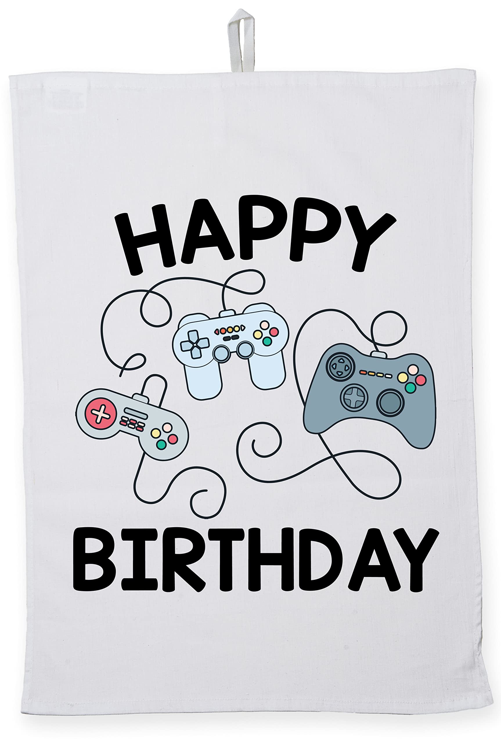 Hippowarehouse Happy birthday Gamer Tea Towel Eco Printed Dish Cloth Kitchen accessory 50cmx70cm 100% Cotton