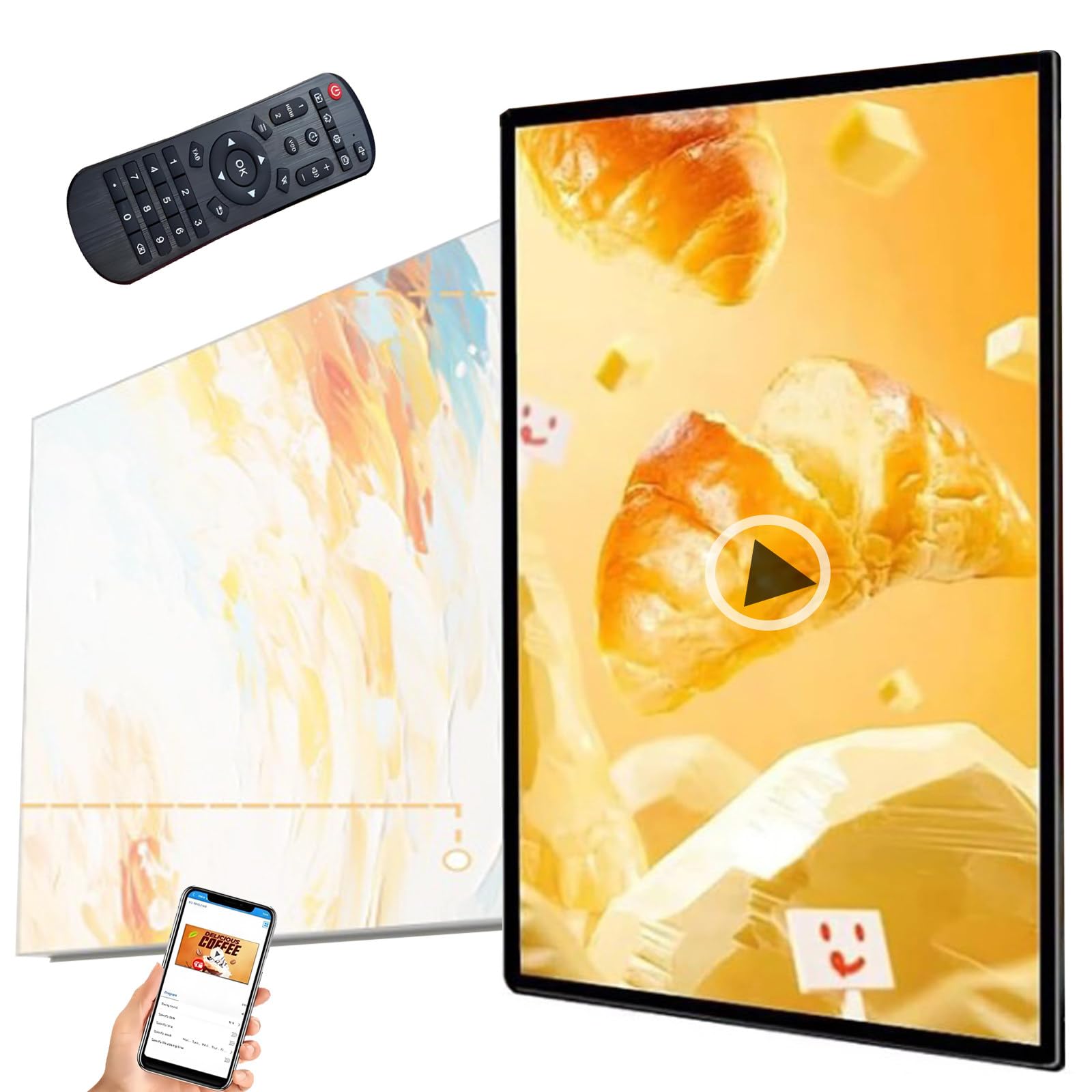 Display per segnaletica Digitale, Schermo LCD con Menu Digitale da Parete per ristoranti e Negozi, Lettore multimediale pubblicitario per chioschi digitali, looping 43inch