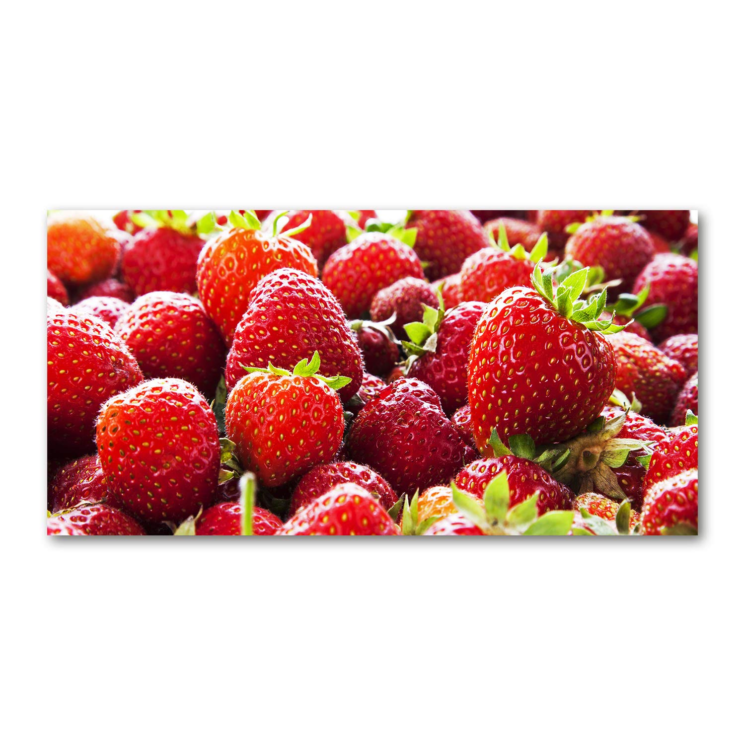 Tableau sur verre panoramique de 120x60cm de fraises au design contemporain haut de gamme