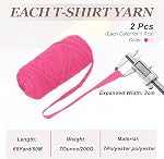 PATIKIL T-Shirt Yarn for Crocheting with 1 Crochet Hook, 2 Pack 400g/130 Yards Soft High Elastic Knitting Yarn for Beginner Crochet Bag/Basket/Home Decor(Pink/Rose Red)