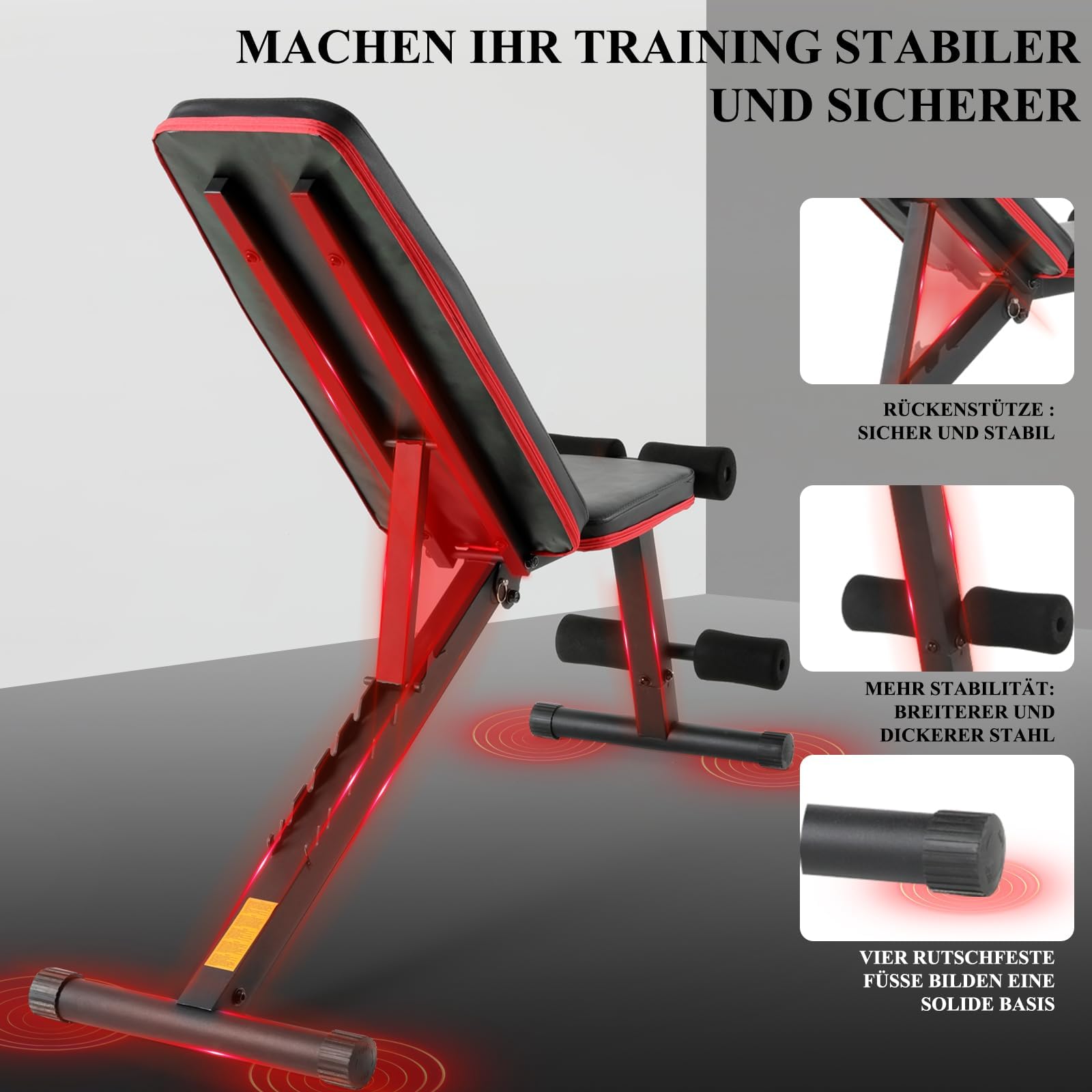 ISE Hantelbank Klappbar Verstellbar Multifunktions Schrägbank Trainingsbank Bauchmuskeltrainer mit 7-Fach Verstellbarer Rückenlehne für Ganzkörper-workout Bauchtrainer für zuhause,Sit Up Bank 5902