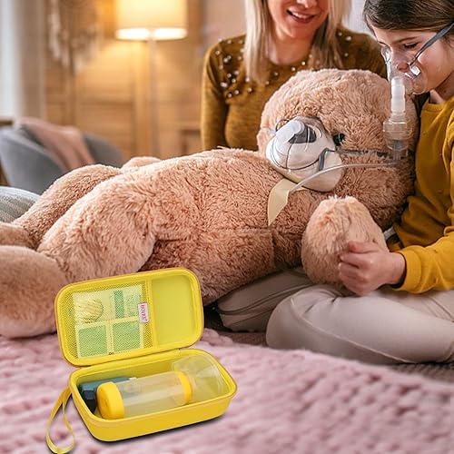 Miniatura 7 de BOVKE Estuche rígido de viaje para inhalador de asma, espaciador de inhalador para niños y adultos, máscaras, soporte para inhaladores, bolsa de
