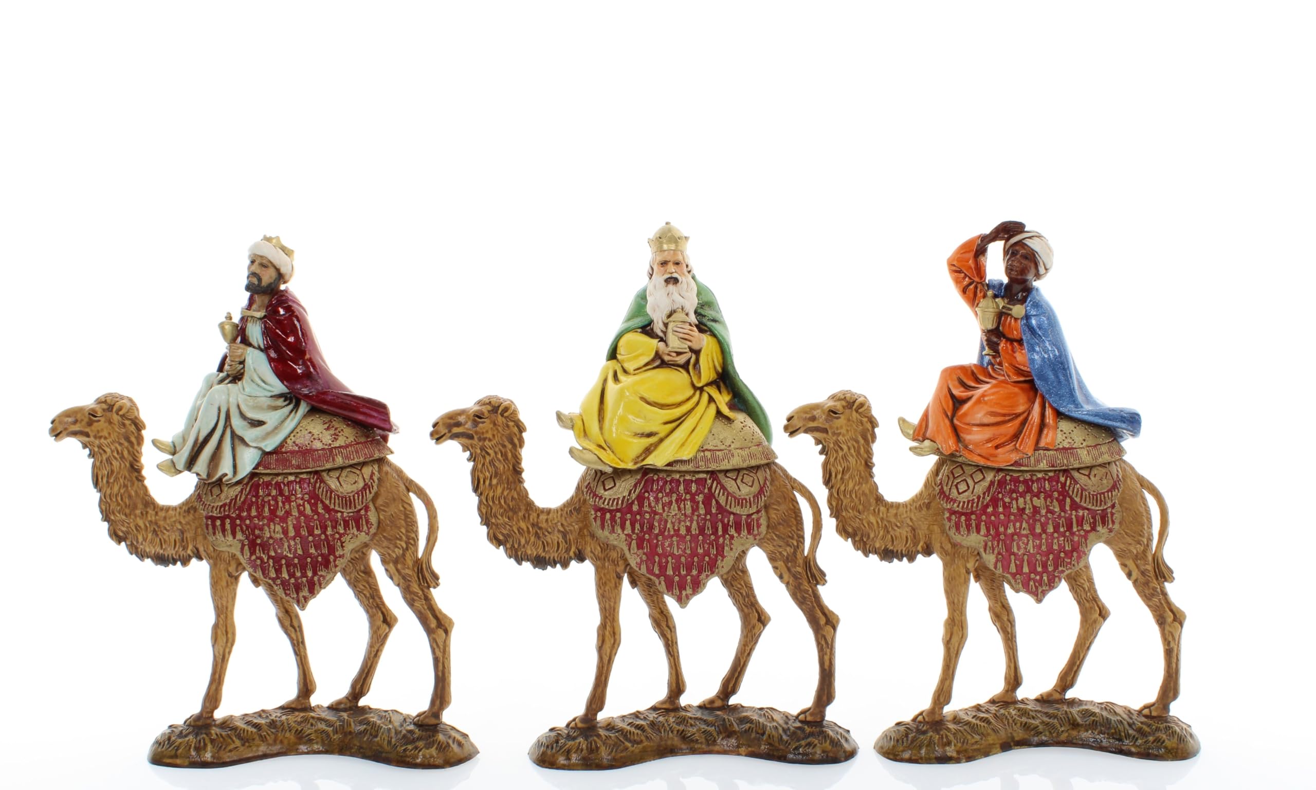 Moranduzzo Reyes Magos a Camello para Belén de 10 cm – Set 3 Figuras, Escala 1:20 – Standard 10, Estilo '700, Pintadas a Mano, Producto Oficial, Made in Italy, Escultor M. Landi