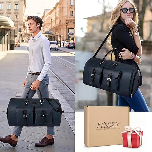 Miniatura 2 de Bolsa para ropa de viaje, bolsa de lona convertible de equipaje de mano para ropa de hombre, 3 piezas, bolsa de fin de semana, 2 en 1, maleta