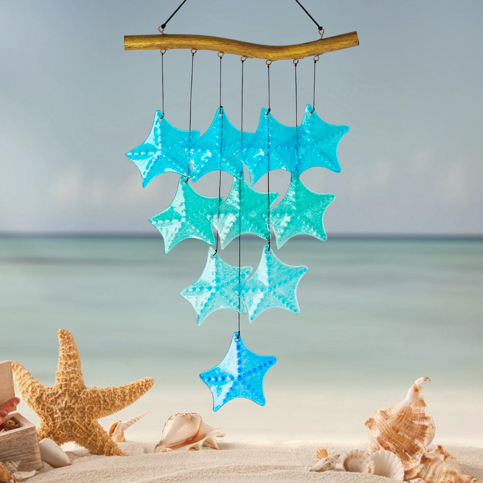 Amazon.co.jp: ブルーヒトデ シーグラス 風鈴 - メモリアル&シンパシー