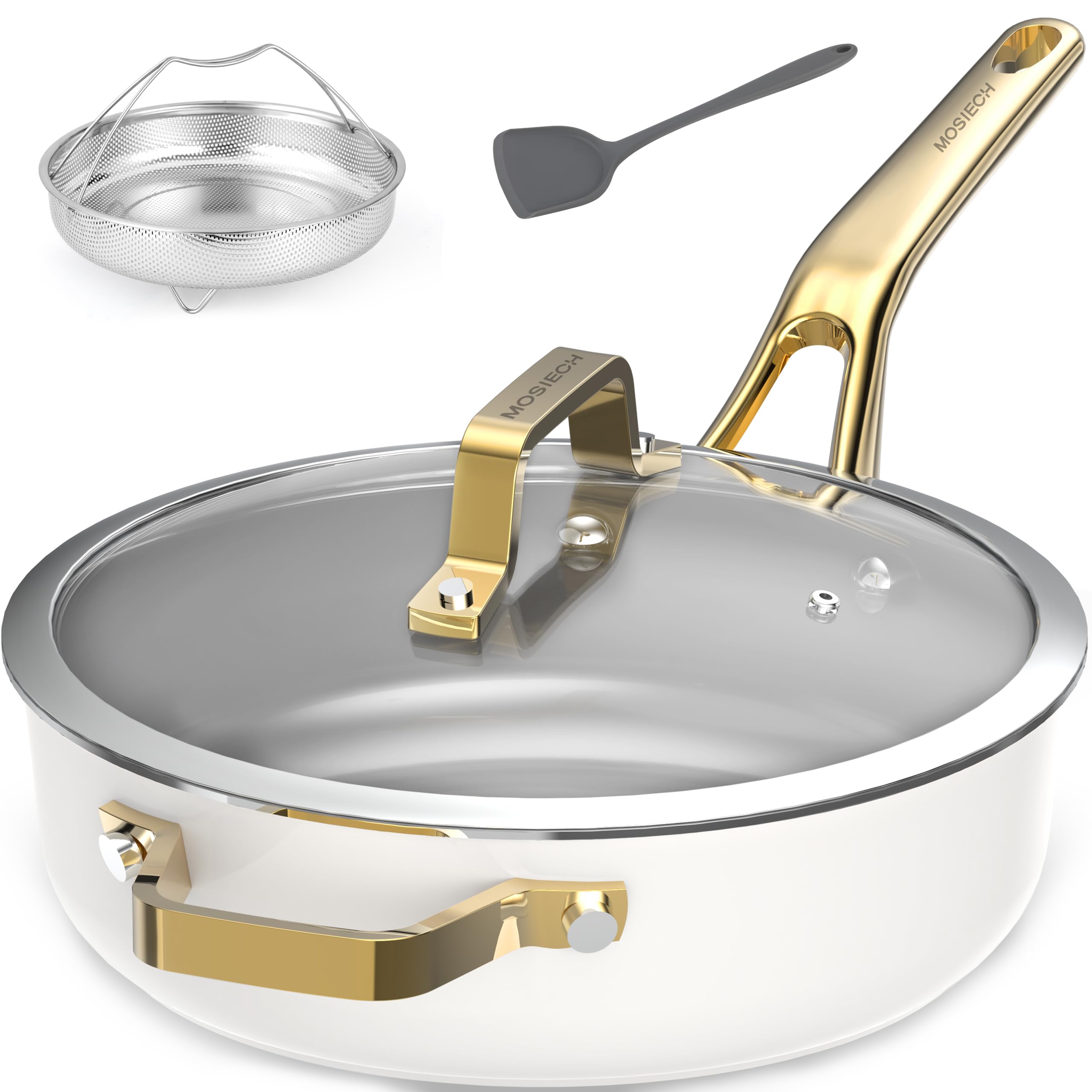 MOSIECH 4QT Ceramic Saute Pan - Nonstick & Value -9