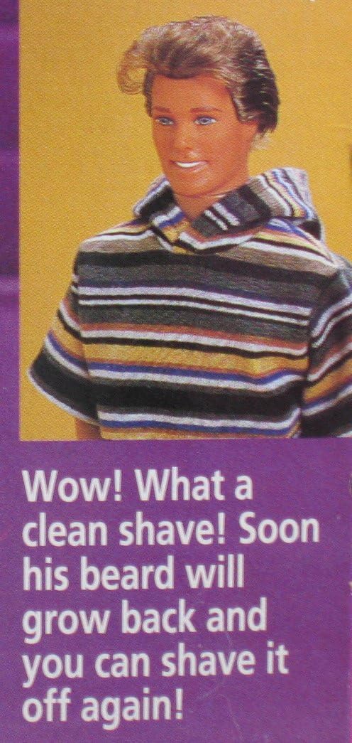 Barbie Shaving Fun KEN Doll w "Magic" Color Change Beard & Accessories (1994)