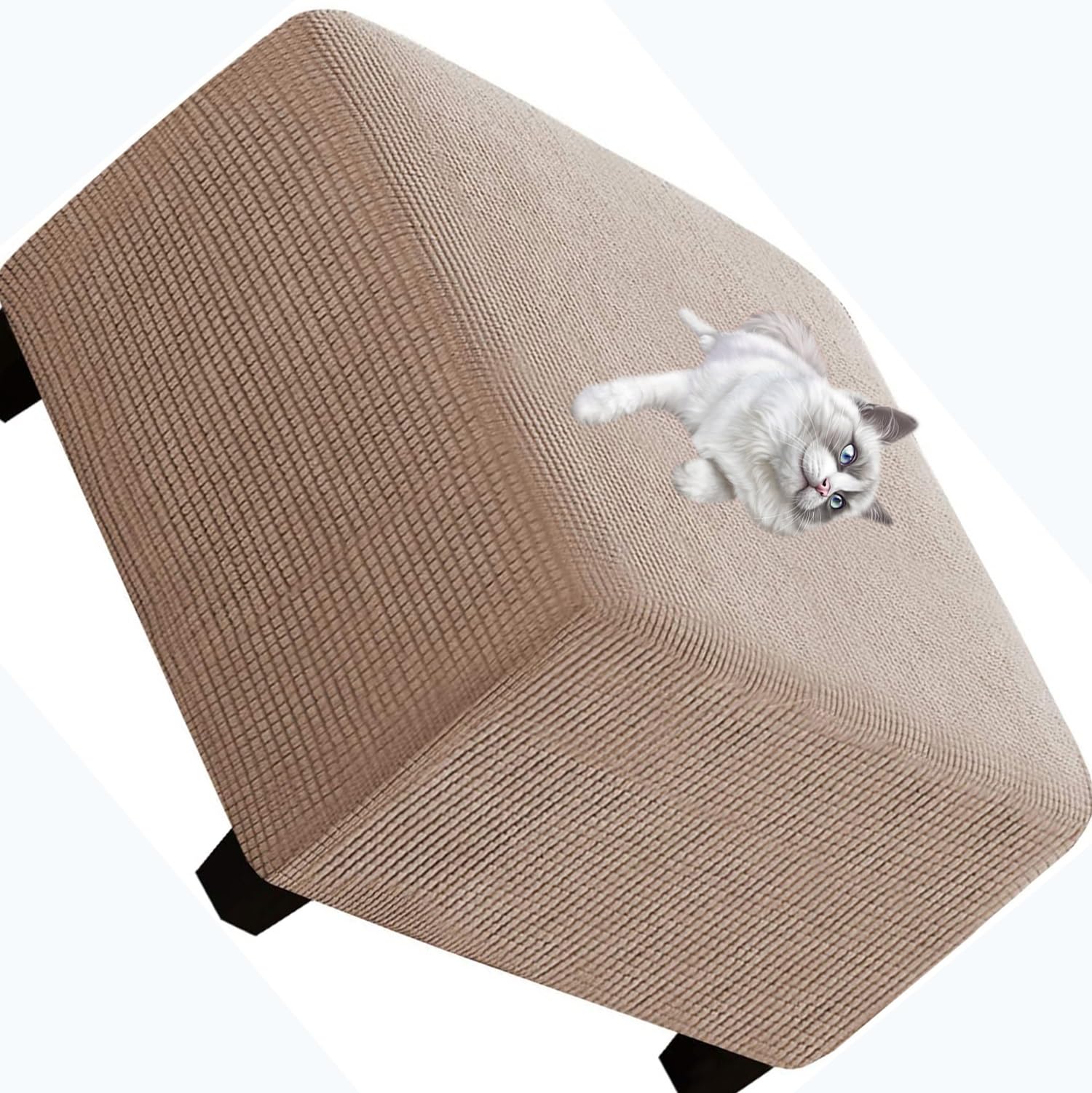 Square Stretch Ottoman Slipcover，40/50/60/70cm Velvet/Jacquard Footstool Protector Covers，Removable Washable Storage Stool Ottoman Covers, Stretch with Elastic Bottom ( Color : #14 , Size : 80x80x45 )