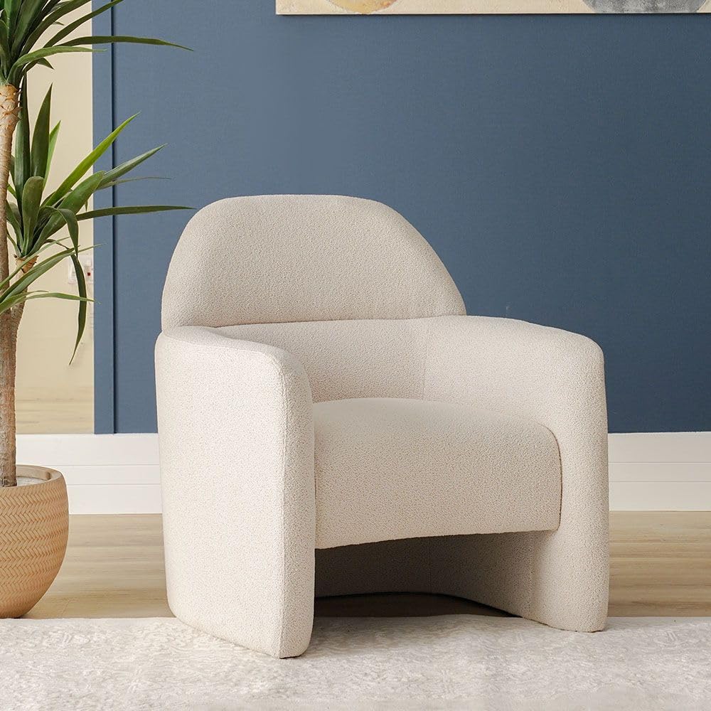 Danube Home Natsuda 1 Seater Fabric Sofa | Accent Chair | Modern Design One Seat Sofas | Comfortable Living Room Furniture L 81 x W 84 x H 85 cm - Beige