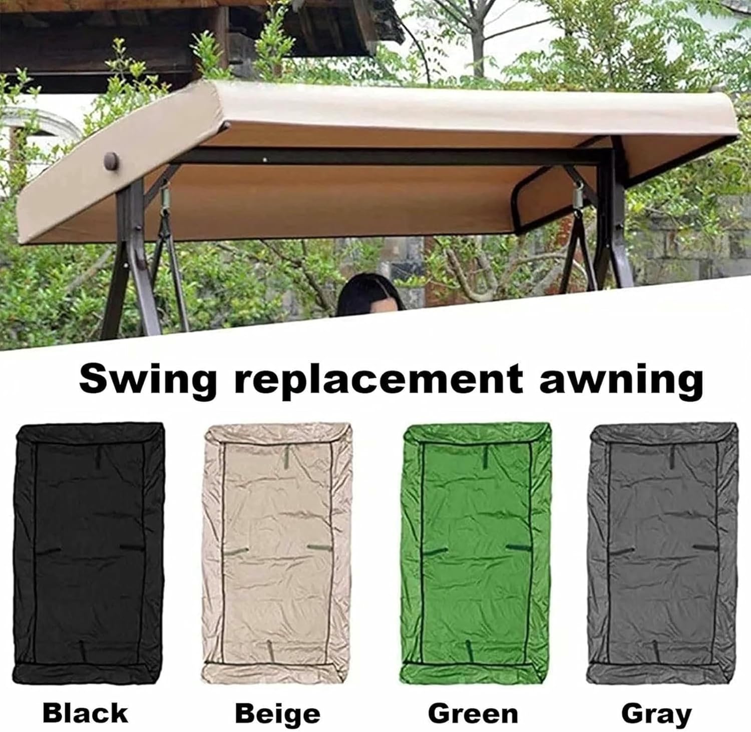 Patio Swing Canopy Replacement Top Cover,2 & 3 Seater Waterproof Resistant Swing Canopy Seat Top Sunproof Protection Cover for Porch Garden Yard,Grey,190T:191 * 120 * 18/23cm