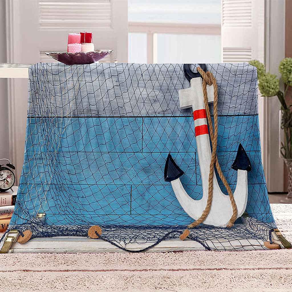 Couverture sofa effet 3D motif marin bleu grand plaid doux pour vos soirées cocooning au salon