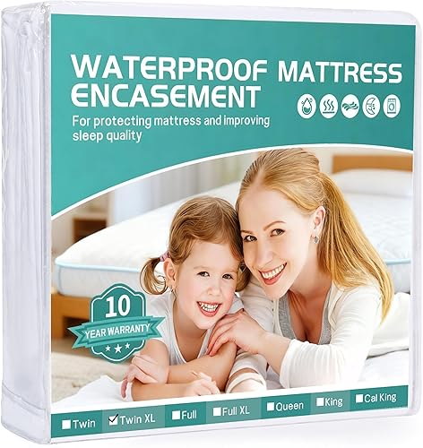 WINKAURA Protector de colchón de perfil bajo de 5.5 pulgadas de profundidad, impermeable, funda de colchón suave, transpirable, a prueba de polvo