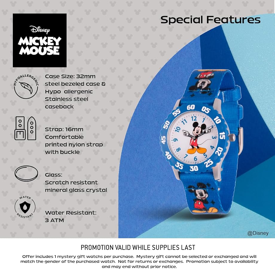 Amazon.com: Disney Mickey Mouse Watch for Kids 3–7 with Classic