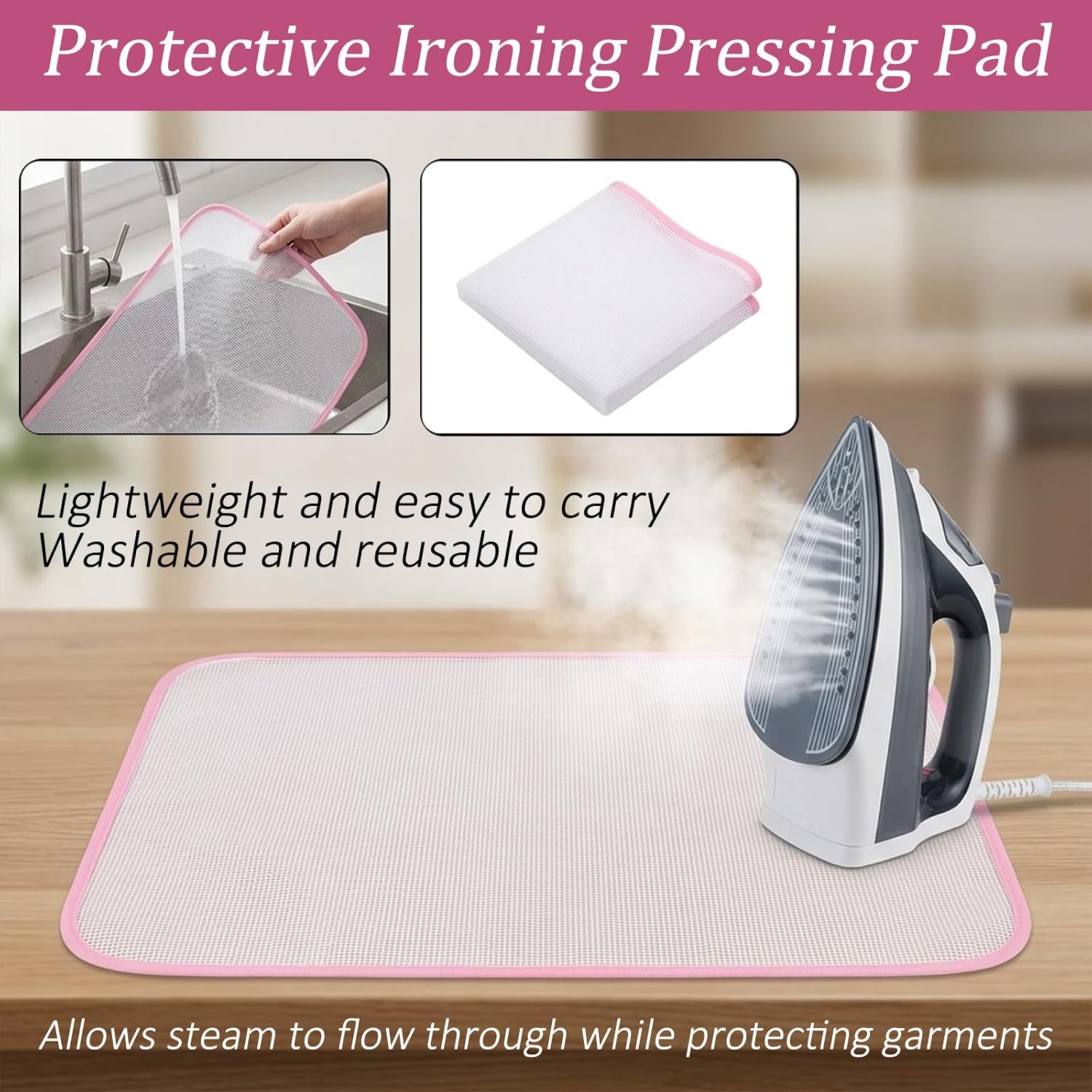 4 Pcs Ironing Pressing Pad, Protective Ironing Pressing Pad Mesh Cloth Iron Pads Heat Resistant Mesh Protector Iron Press Clothes Protector for Various Fabrics and Garment Care