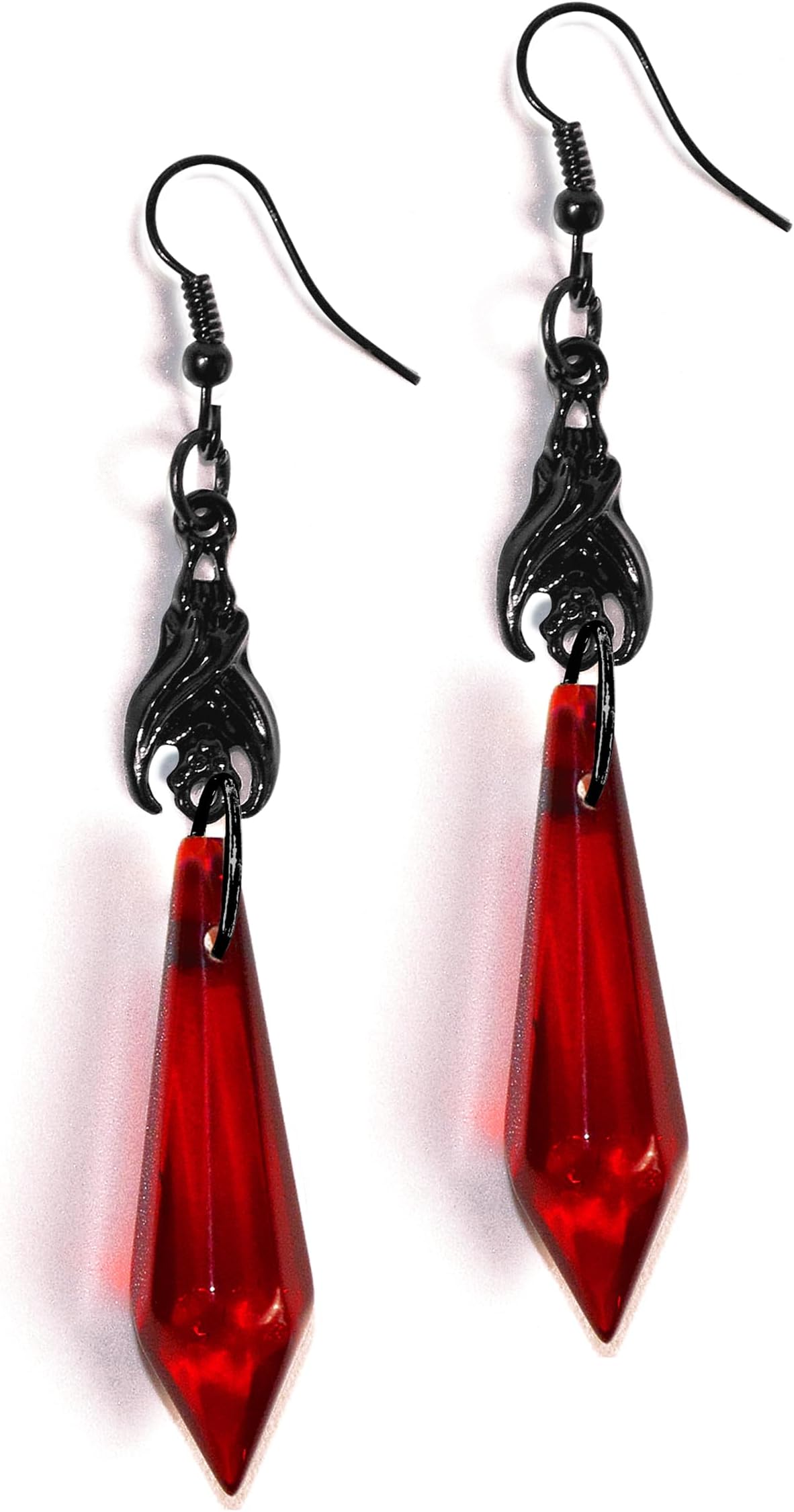 Gothic Vampire Earrings, Dark Bat Dangle Earrings Vampire Jewelry, Black and Red Gothic Earrings Crystal Gems, Goth Earrings Vampire Accessories Jewelry Halloween Goth Jewelry Gift for Women