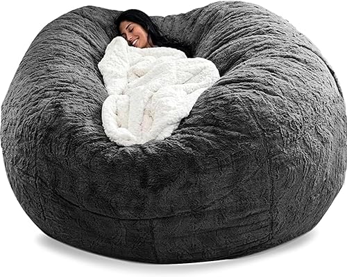 Puf gigante de 5 pies, puf de microfibra suave para adultos (solo incluye la funda, no el puf completo, sin relleno), puf grande (gris oscuro) de 5