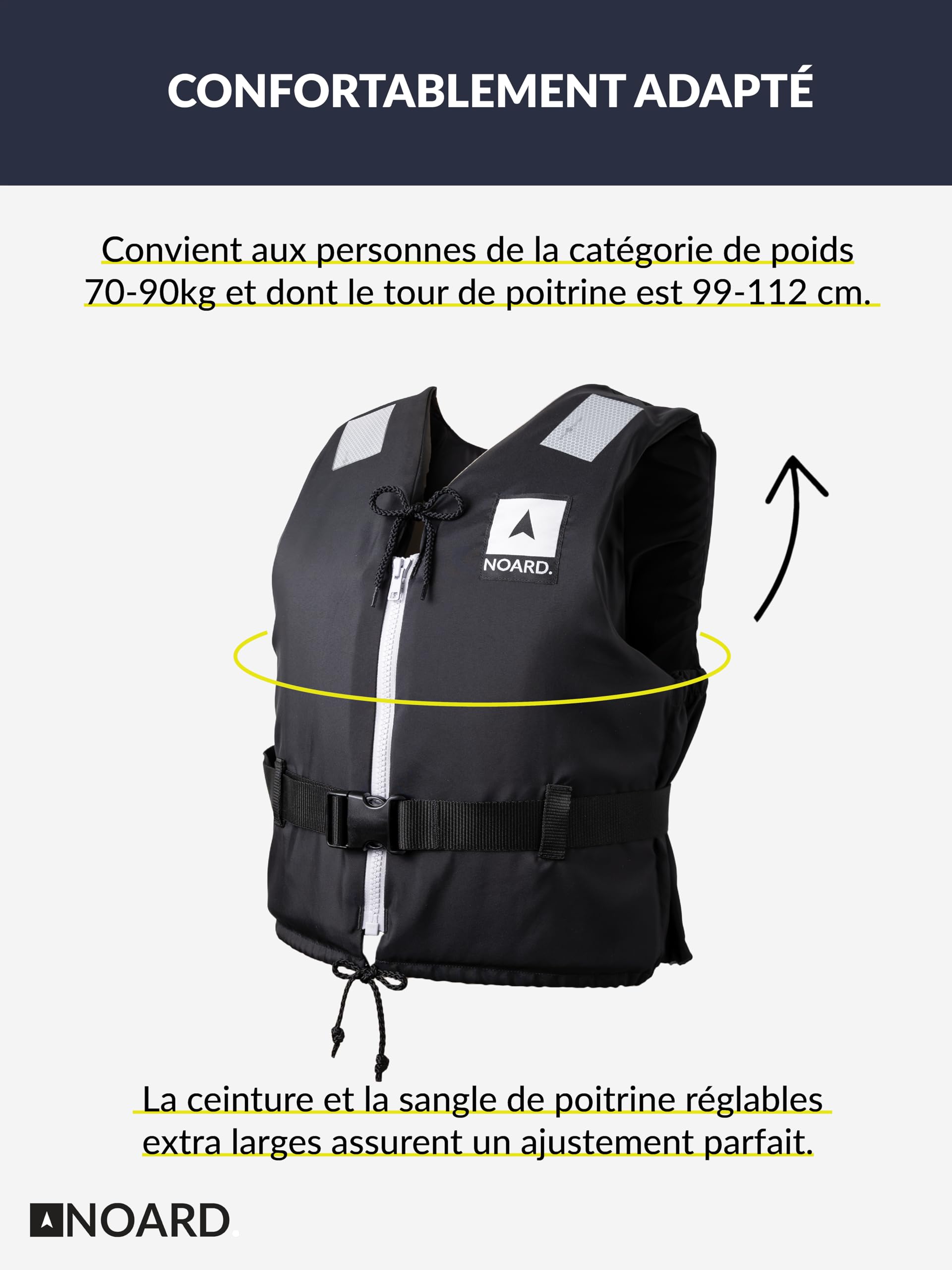 NOARD Gilet de Sauvetage pour Enfants - Seaside Orange - 10-120 kg - 100N de flottabilité - INCL. réflecteurs Solas & sifflet de signalisation