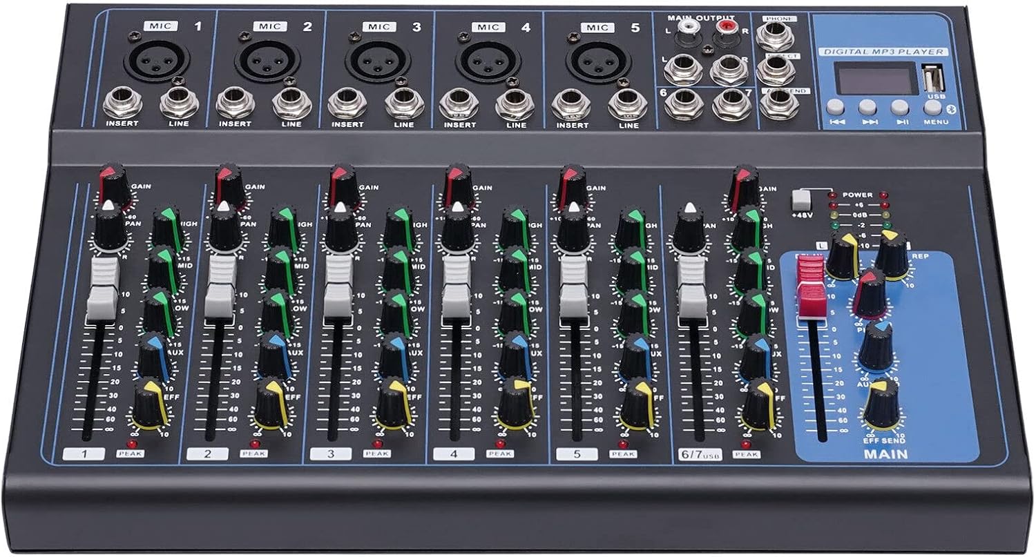 Amazon.com: Portable Bluetooth Studio Audio Mixer, Live Sound Mixing ...