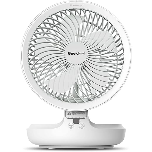 Geek Aire GF6 8 Inch Rechargeable Mini Table Fan with LED Li