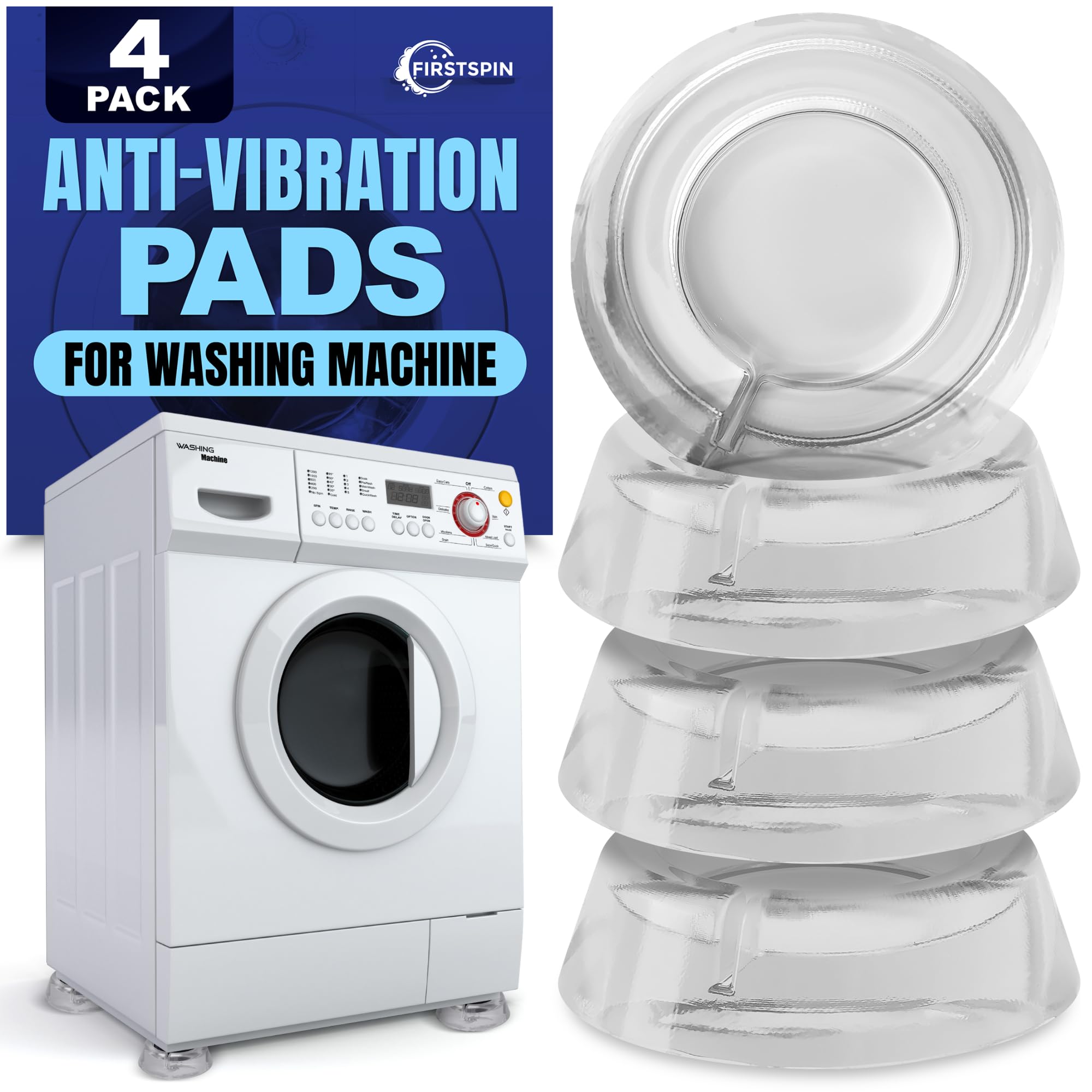 Anti Vibration Pads for Washing Machine – 4 Pack Silicone Washer Anti Vibration Pads Stabilizer Feet, Fits Round Feet up to 1.65”, Shock &amp; Noise Reduction Washing Machine Pads