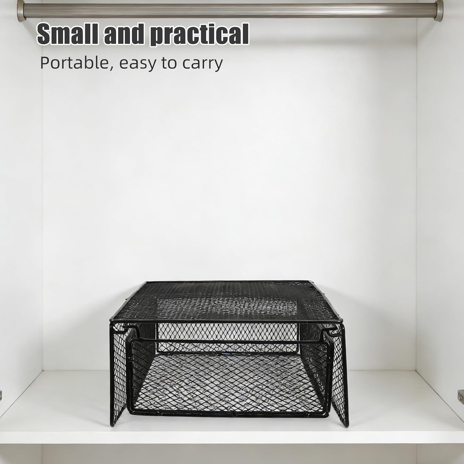 Closet Wire Rack: Stackable Closet Storage Basket - Space-Saving Clothes Drawer Organizer for Bathroom Kitchen Laundry Room Wardrobe