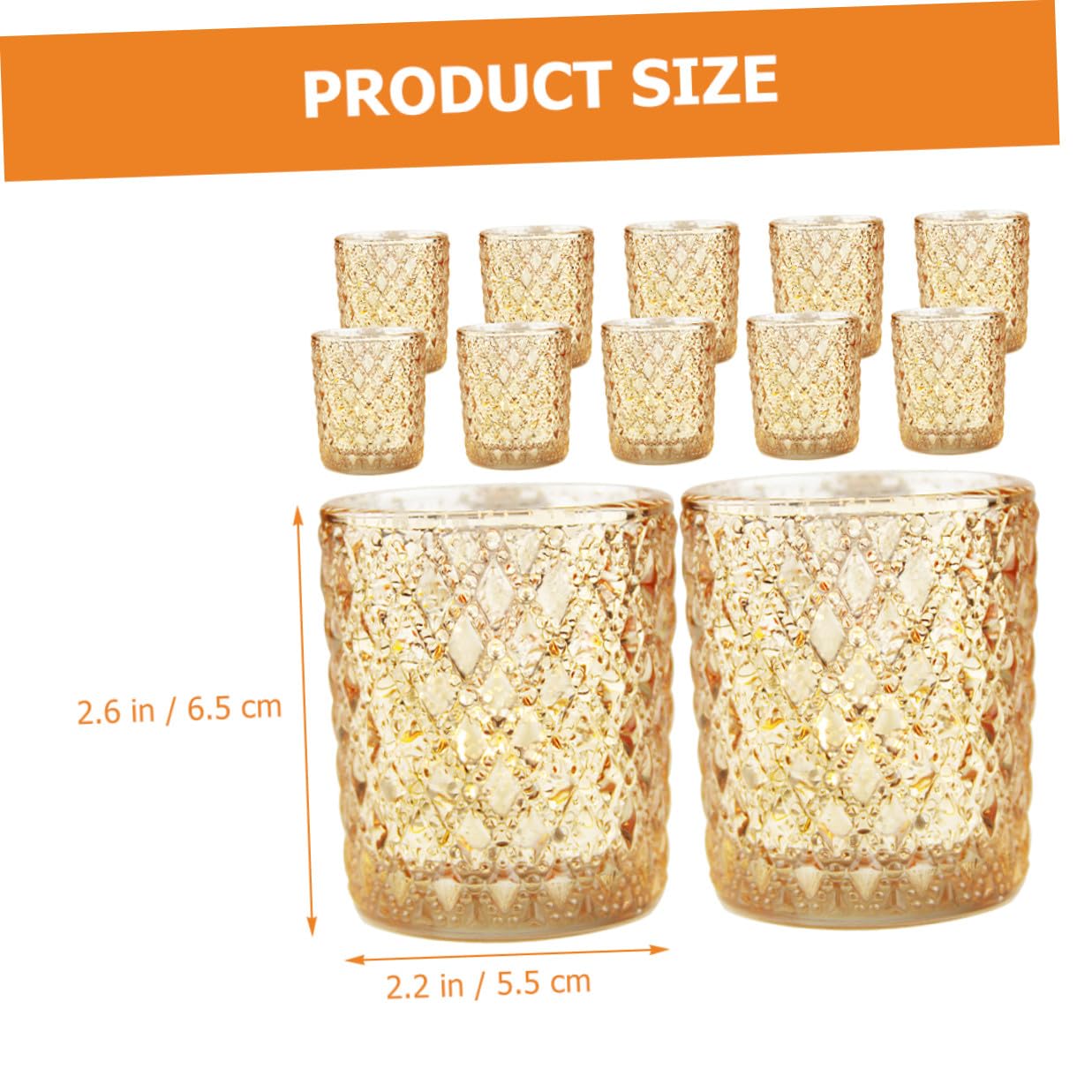 LALAFINA Bicchierini per Candele Design a Rilievo Europeo in Vetro Oro Set 12 Pezzi Portacandele Eleganti e Pratici per Vita Quotidiana e Eventi Speciali