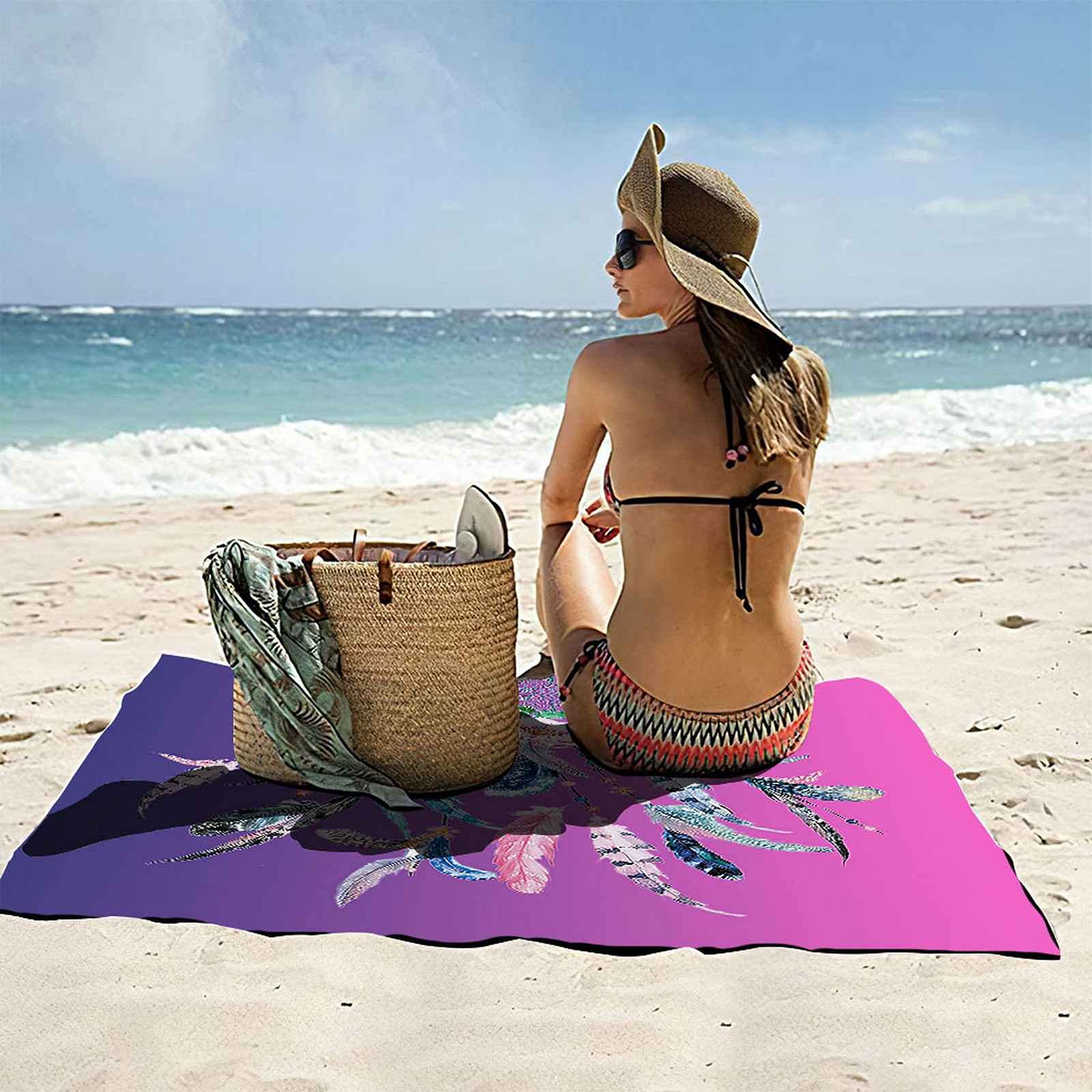 Telo Da Mare 3D Ghirlanda Di Piume Stampato Asciugamano Da Spiaggia 150x200cm Asciugamano Microfibra Grande Antisabbia Leggero Telo Mare Per Sport Piscina Viaggi In Famiglia Vacanze