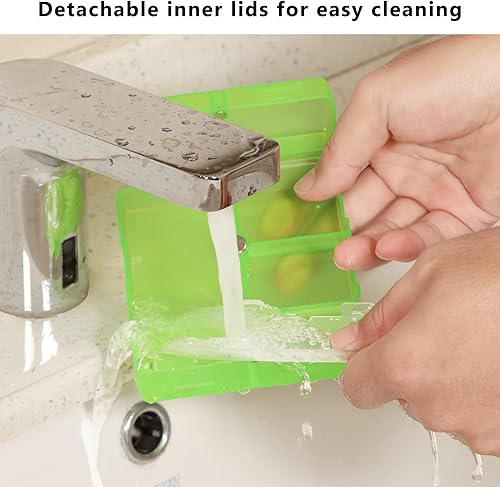 Vista 192 de FYY - 2 pastilleros diarios con 7 compartimentos para pastillas, para viaje, diseño plegable, para guardar vitaminas, aceite de hígado de bacalao