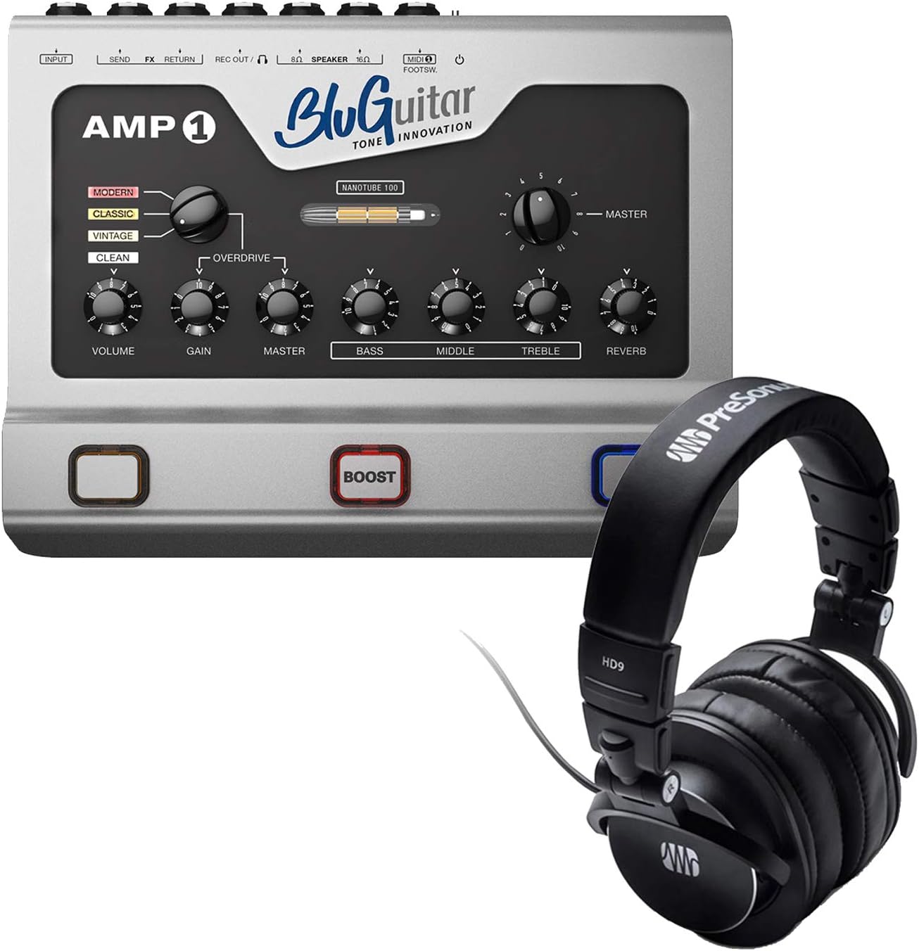 BluGuitar Amp1 Mercury Edition 100W, Presonus HD9 Headphones Bundle