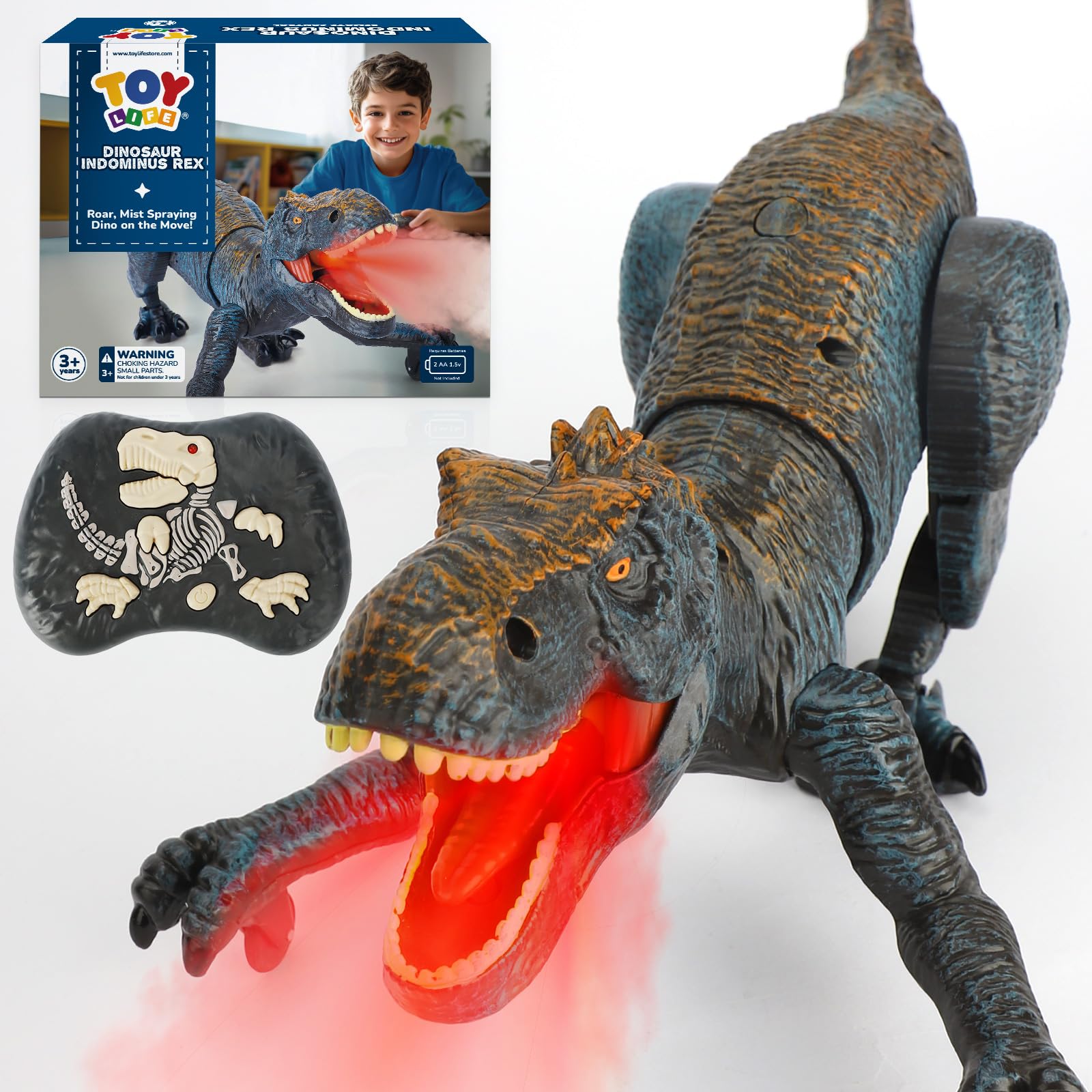 Green RC Dinosaur Toy - Walking T-Rex with Lights -8