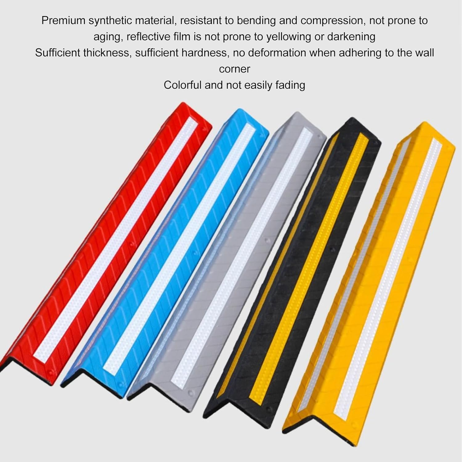 Garage Wall Protector, 80cm Long Rubber Wall Corner Guard with Reflective Strip, Wall Protector for Parking Garages Wall Guards (Red)