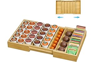 Bamboo K Cup Holder Drawer, Compatible with Nespresso Vertuo Capsules