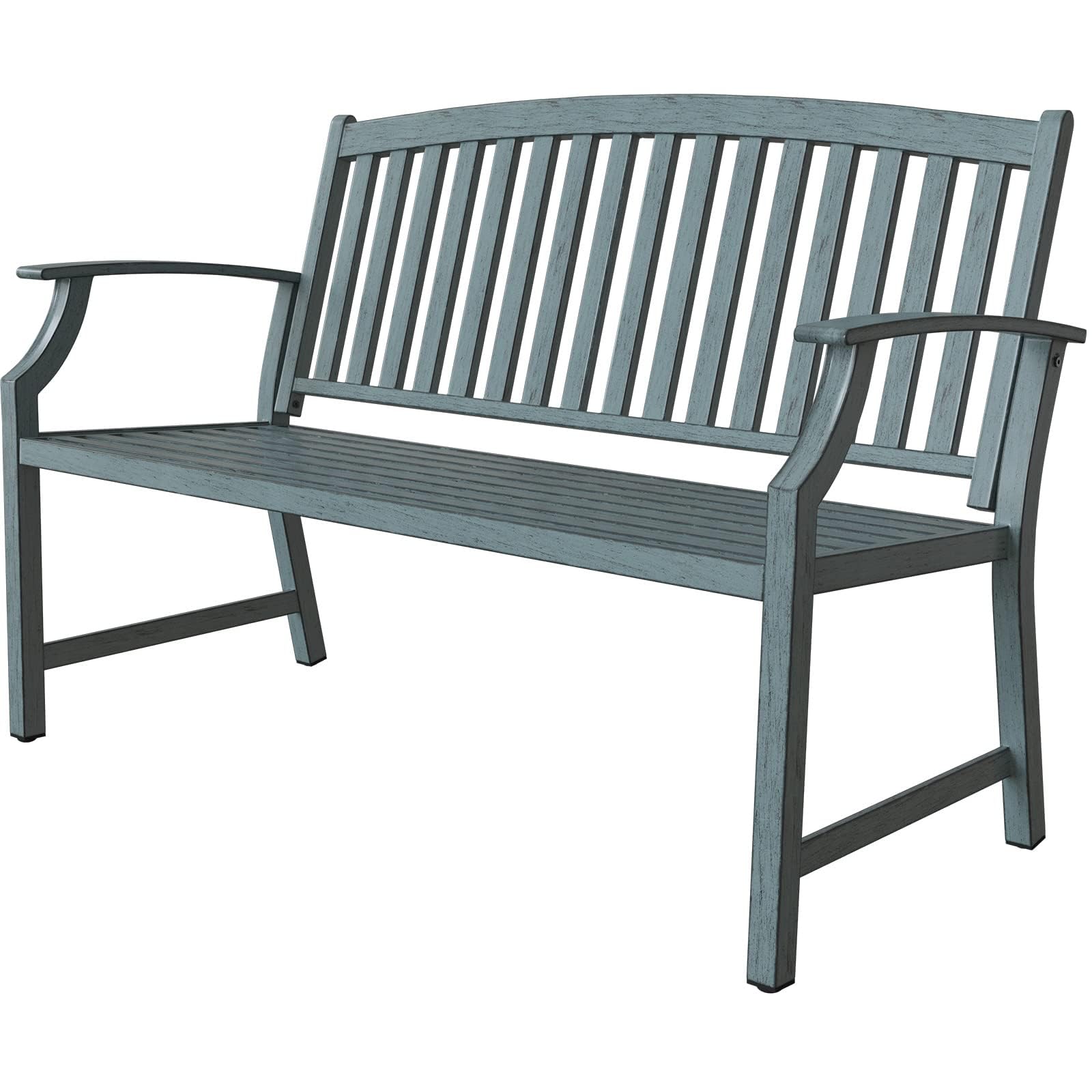 Outdoor Bench, Garden Bench with Anti-Rust Aluminum Steel Metal Frame, Choice of Colours, Suitable for Indoor, Outdoor, Patio, Park (Gray Blue)