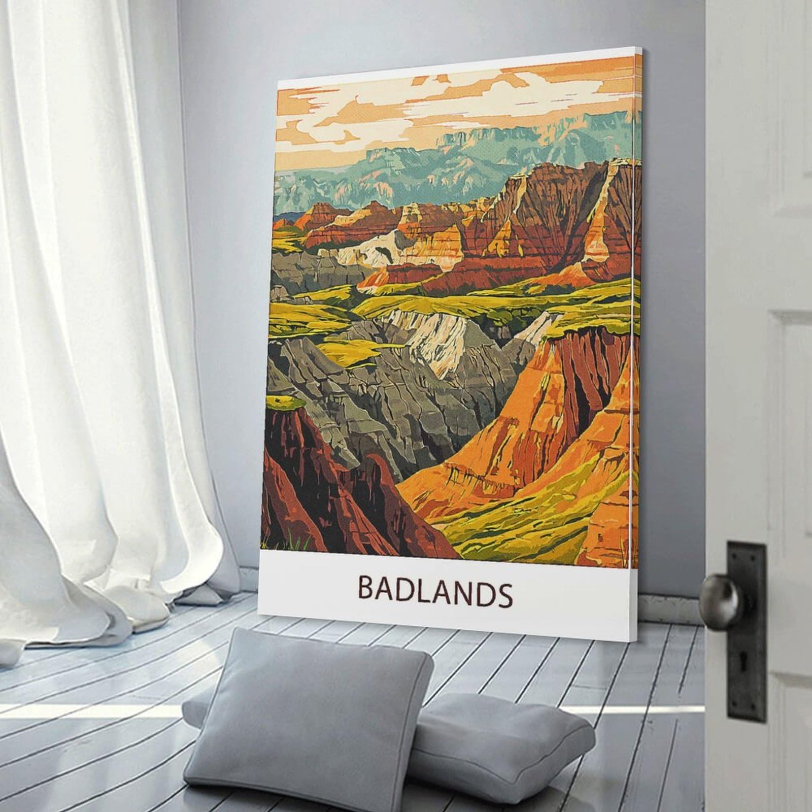 Junmoney Badlands National Park(3) Canvas Wall Decor, 08x12inch(20x30cm), for Bedroom, Guest Room Or Reading Nook, Canvas Wall Decor for Personal Spaces