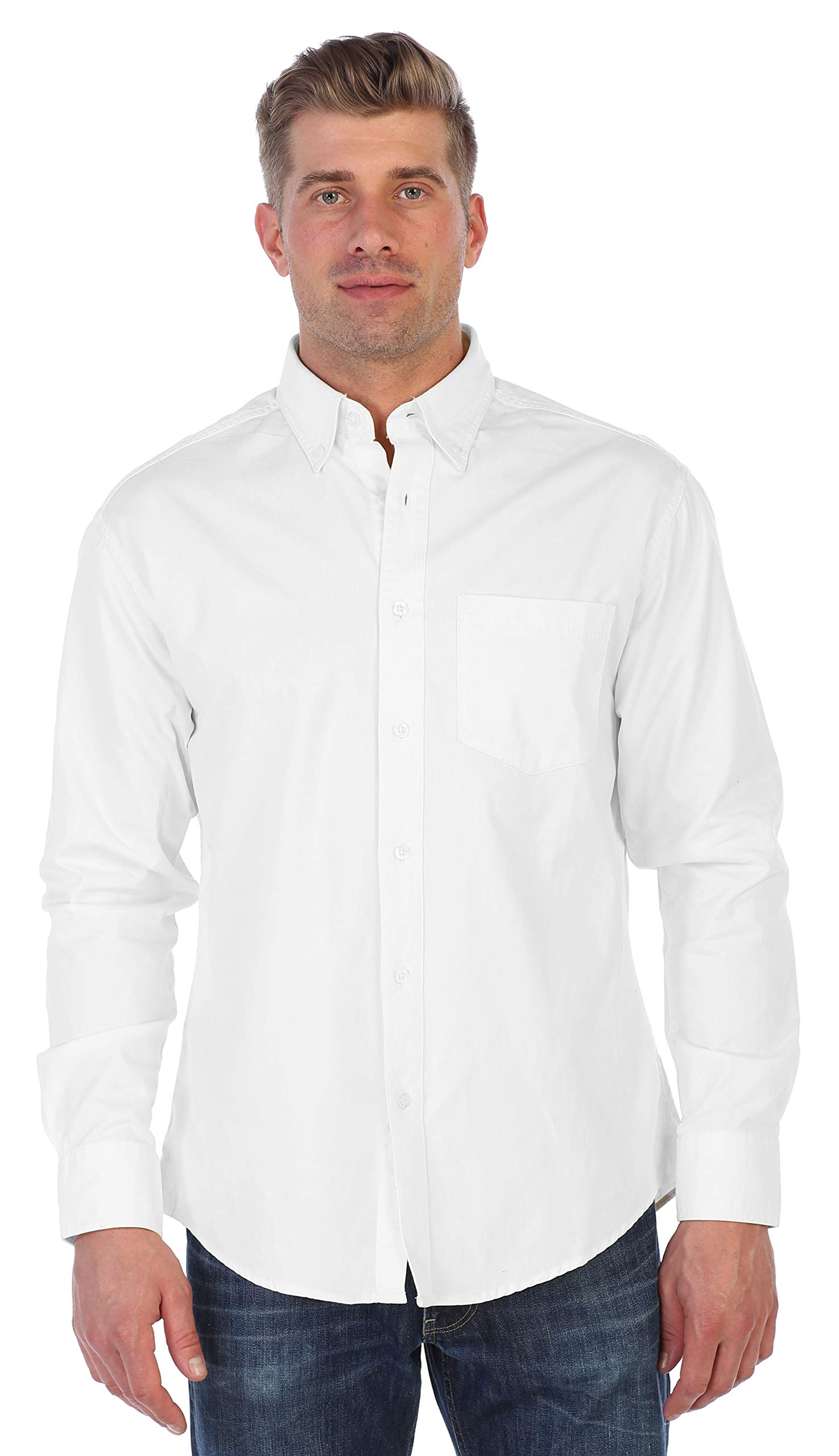 Gioberti Mens 100% Cotton Long Sleeve Casual Twill Oxford Shirt