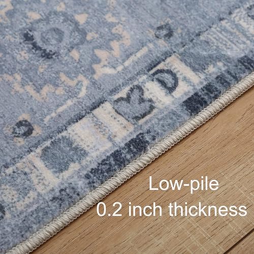 Miniatura 3 de Bohemian Soft Area Rug - 6x9 Large Boho Vintage Bedroom Rug, Machine Washable Enterway Mat Non Slip Low Pile Carpet for Living Room Bedroom Dining