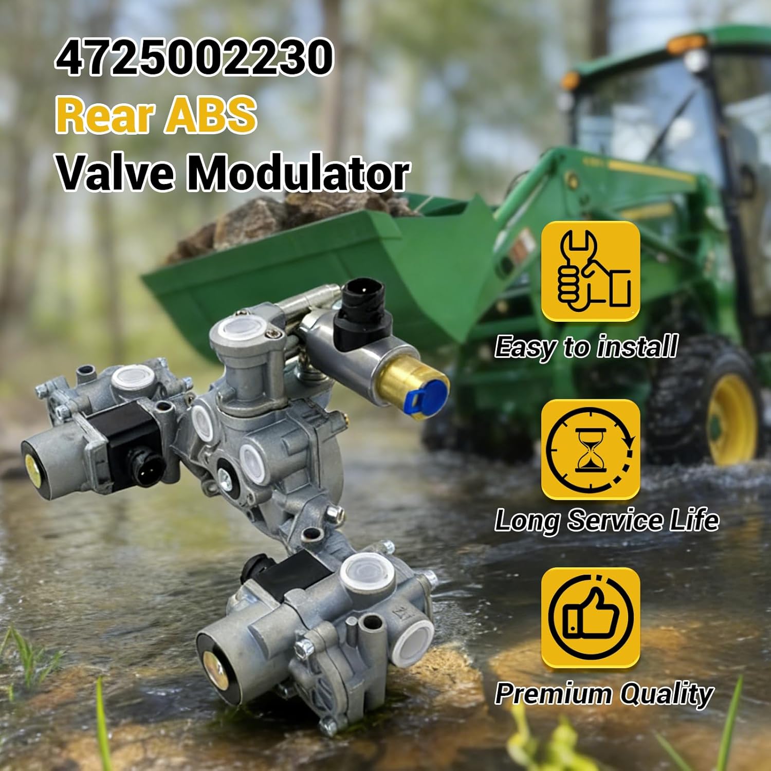 Rear ABS Valve & Electronic Control Unit Assembly, Compatible with Wabco S4725002230 4725002230, ABS Valve Modulator fit for Tractor 4S / 4M 6S / 4M