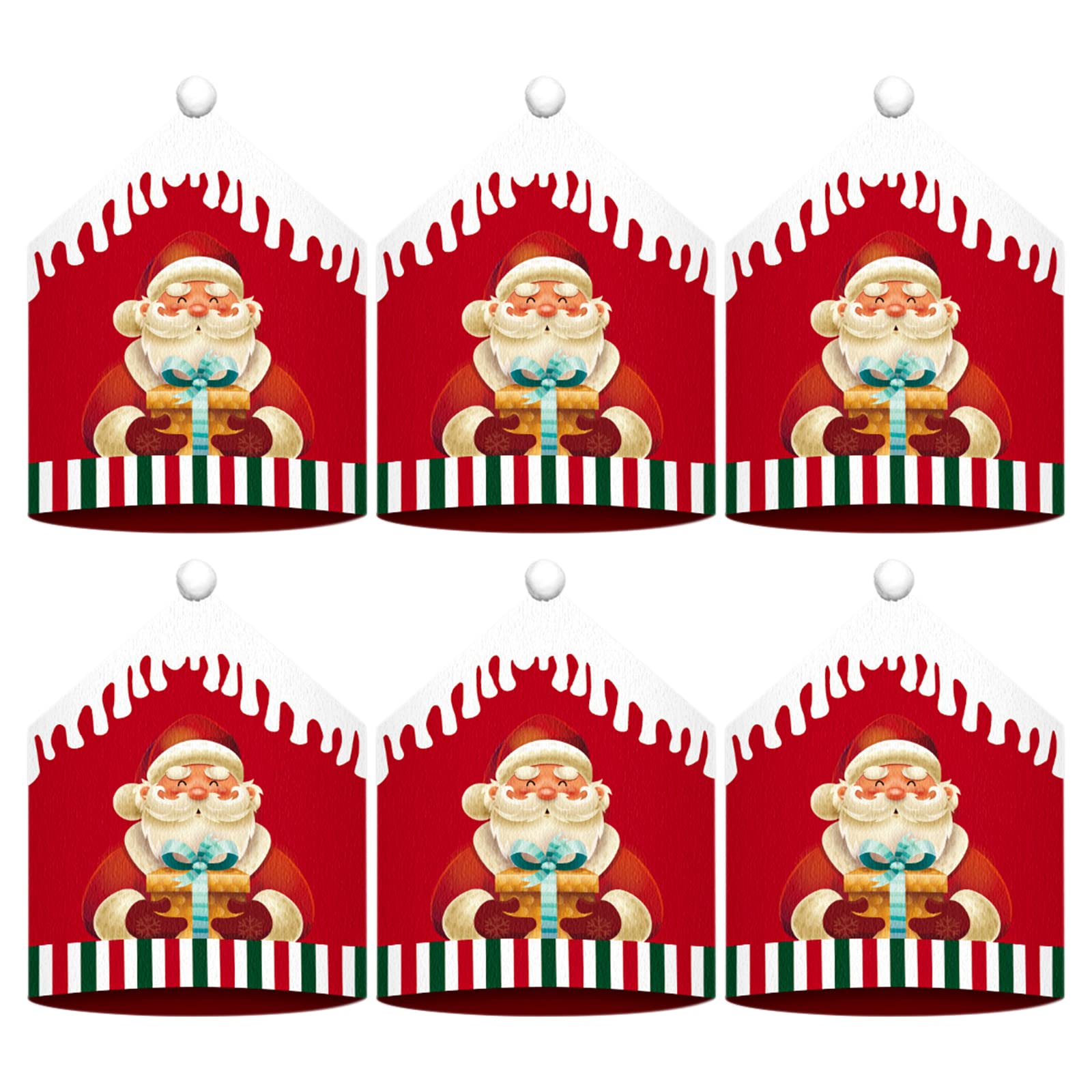 Funda Silla Navidad Cubierta de la Silla de Navidad Fiesta de Navidad Decoración del Hogar, Cocina, Fundas para Sillas Comedor de Decoración de Navidad 6 Piezas (Papá Noel)